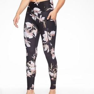 Athleta Salutation Black Floral Leggings